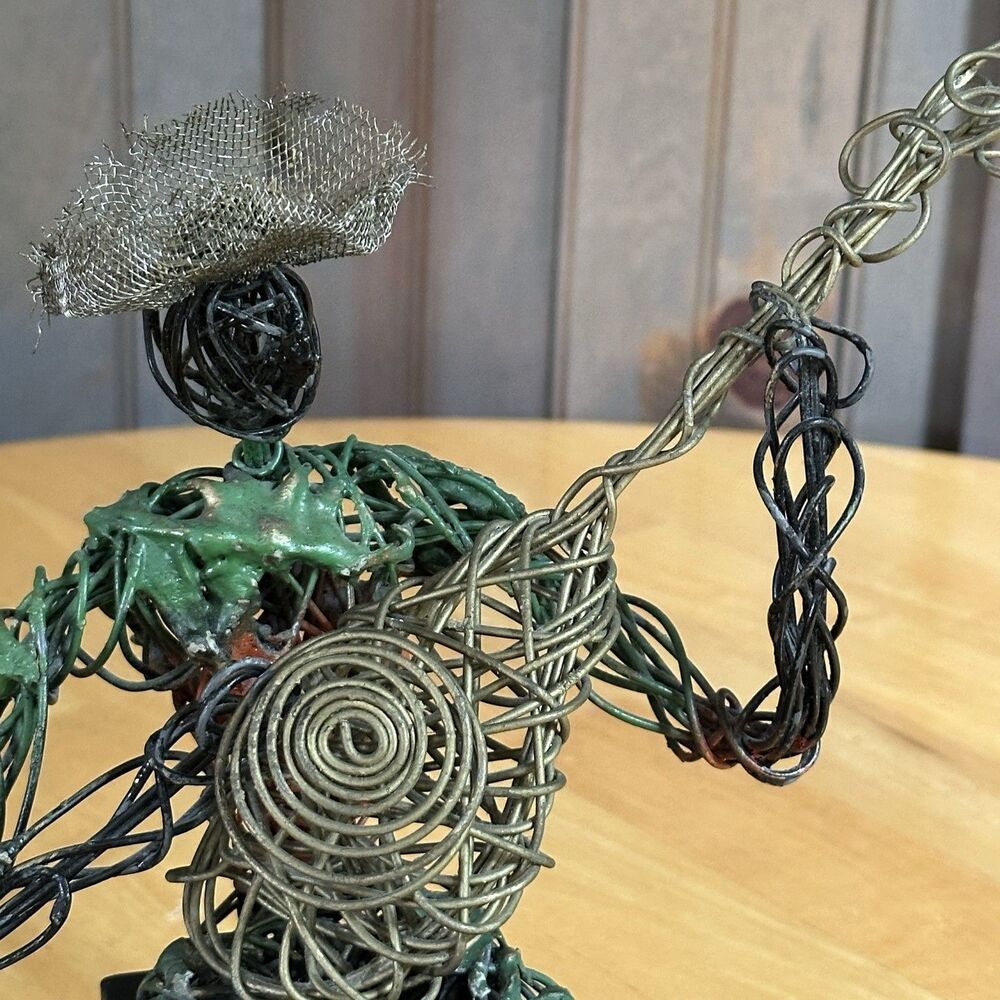 Wire Sculpture Man Playing Mandolin